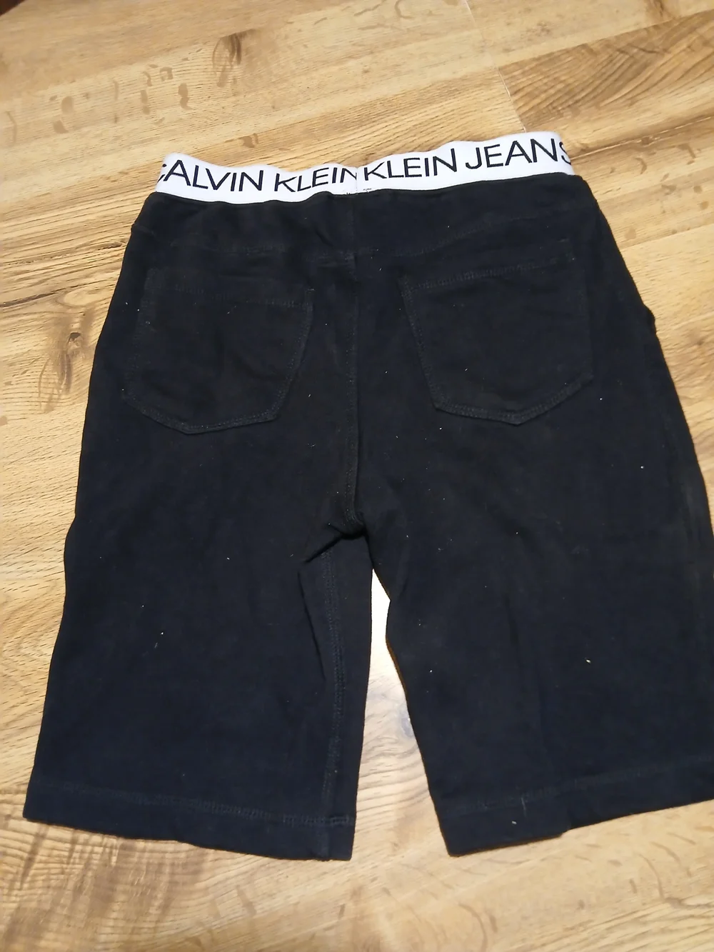 Calvin Klein Jeans Black Athletic Shorts with White Branded Waistband